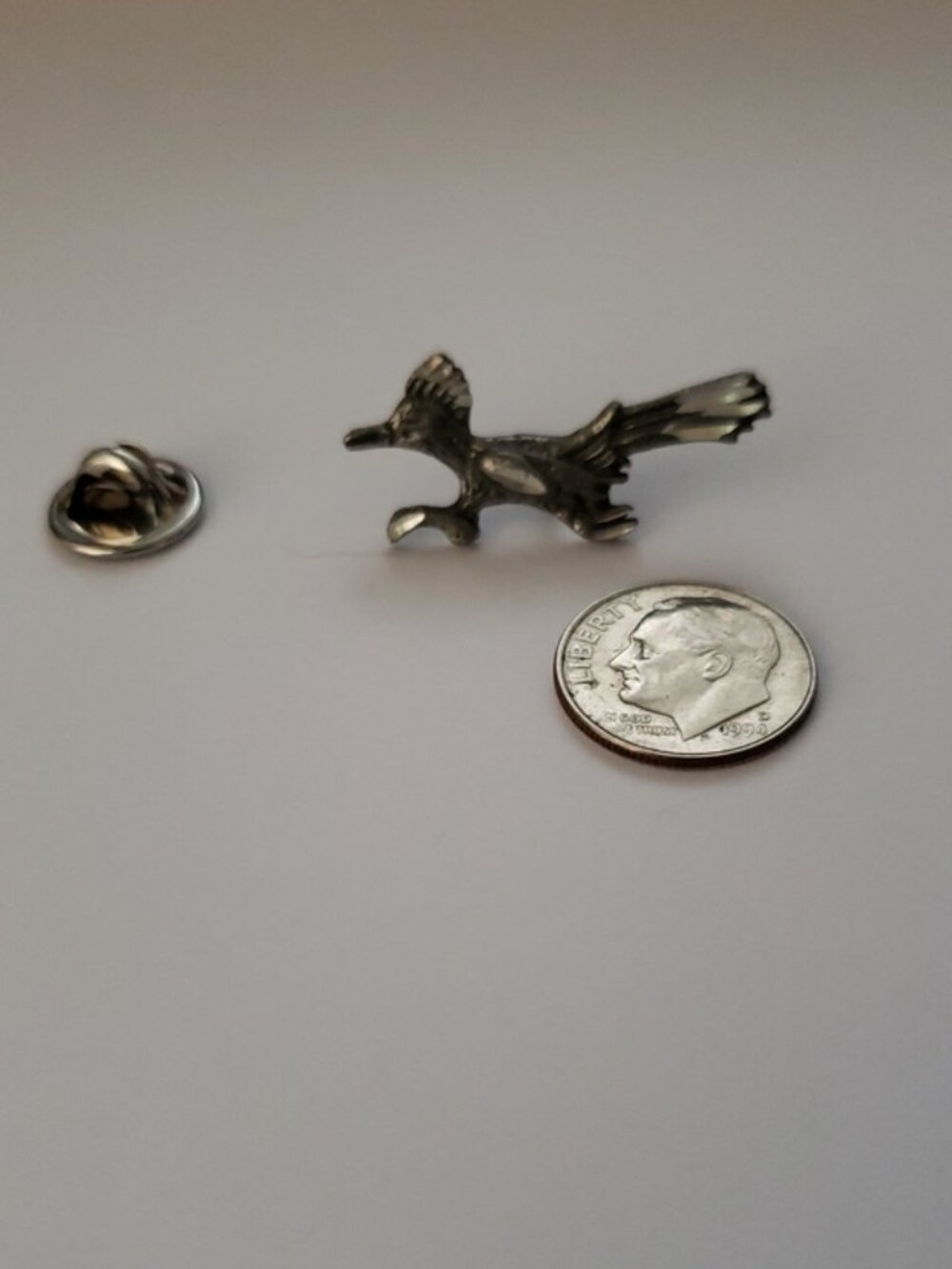 Rhodium Plated Diamond Cut Running Road Runner Brooch Stamped RS©